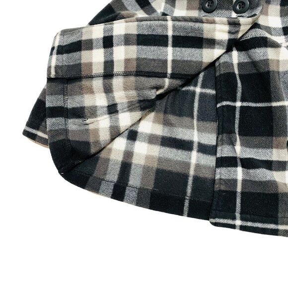 OLD Navy Girls Brown and Black Plaid Fleece Pea Coat - Picture 3 of 4